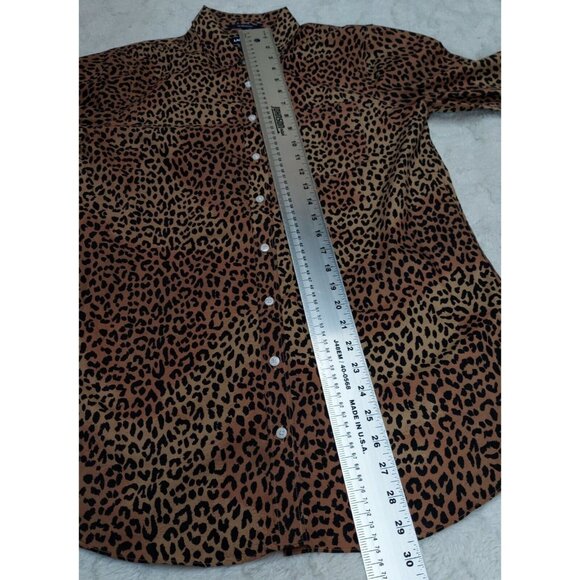 Lands' End Women's Sz 8 Supima Cotton Animal Print Button-Up No-Iron Tunic Shirt - Picture 6 of 7